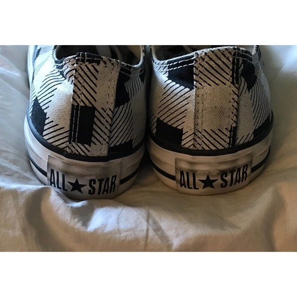 Converse Black and White Glitter Checks Low Top Sz8 Ladies All Stars Pre-Owned - Picture 10 of 11